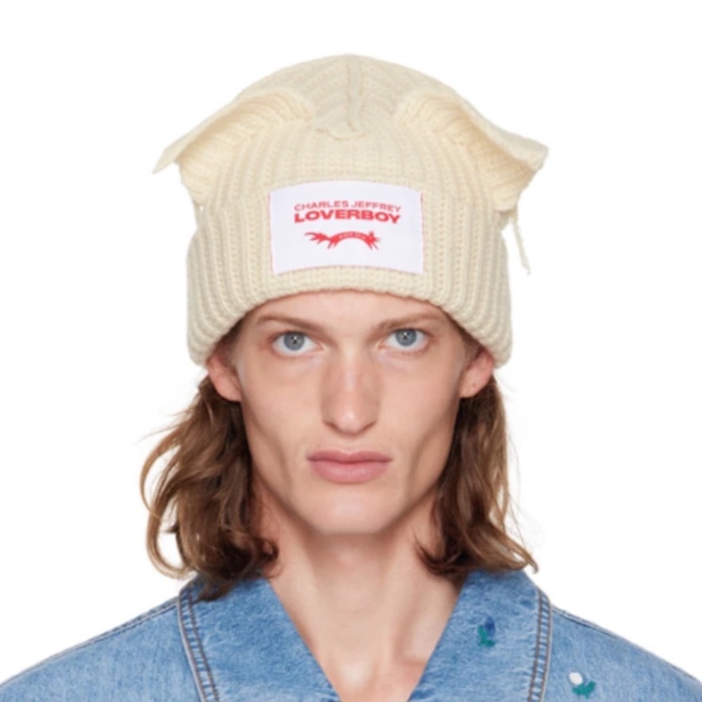 Charles Jeffrey Loverboy Beige Chunky Ears Beanie